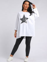 Plus Size Sequin Star Chunky Cotton Top