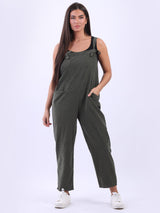 Plus Size Strappy Lagenlook Corduroy Cotton Dungaree