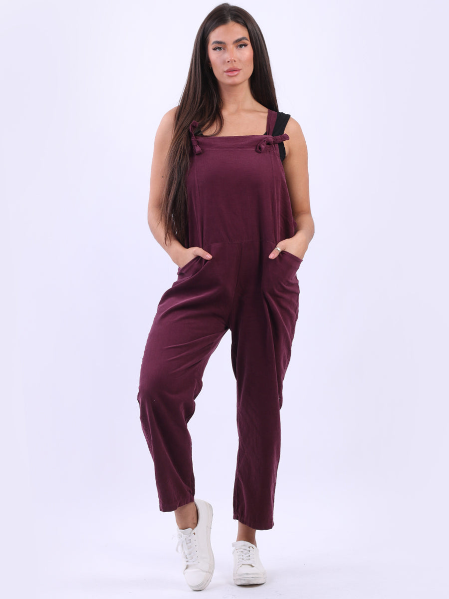 Plus Size Strappy Lagenlook Corduroy Cotton Dungaree