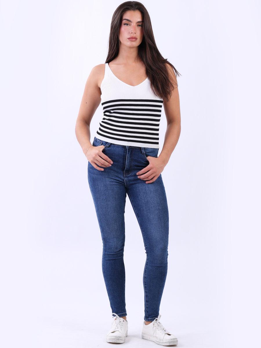 Ladies Stripy Cotton Vest