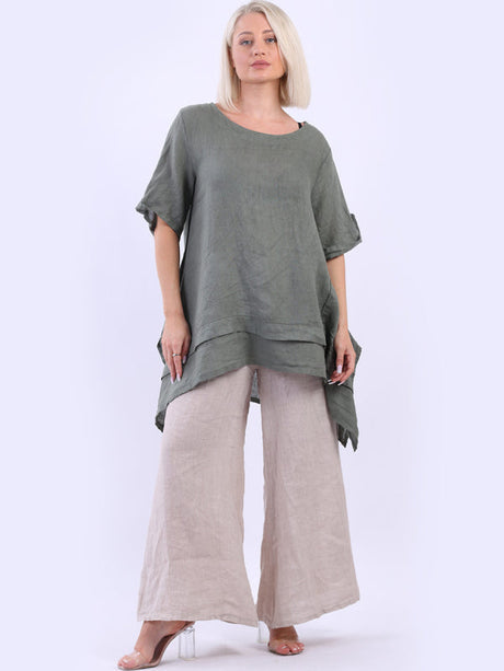 Plain Linen Lagenlook Tunic Top