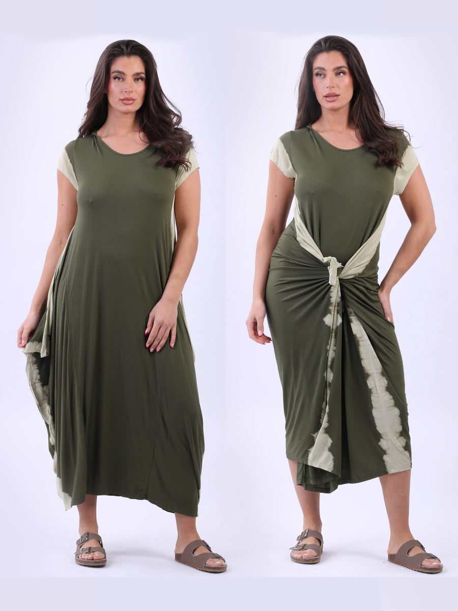 Ladies Lagenlook Drape Tie Dye Maxi Dress