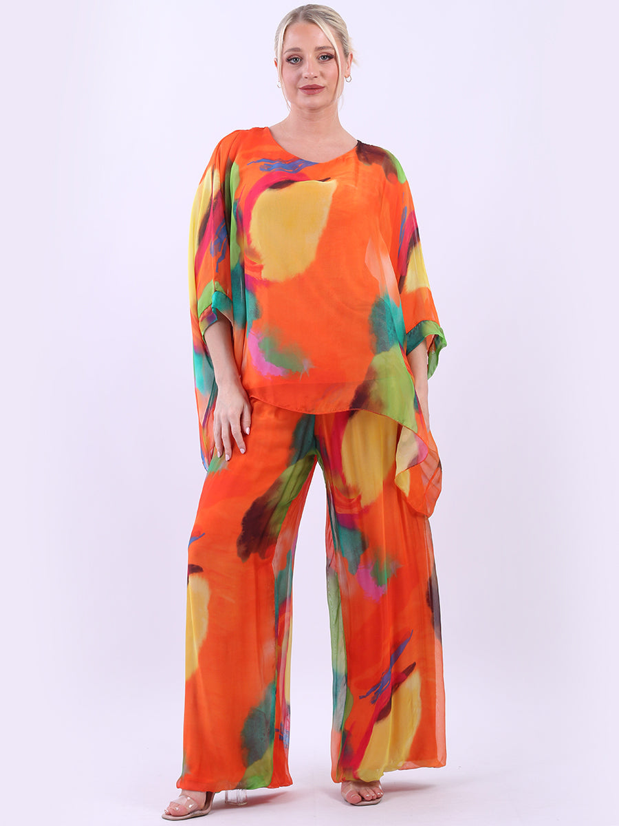Tie Dye Silk Tunic Top Orange
