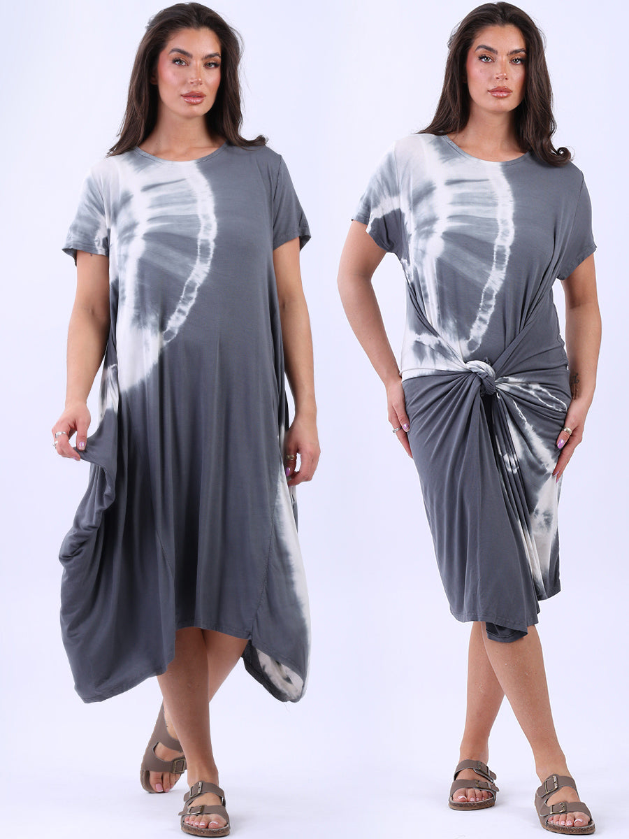 Women Plus Size Drape Tie Dyed Maxi Dress