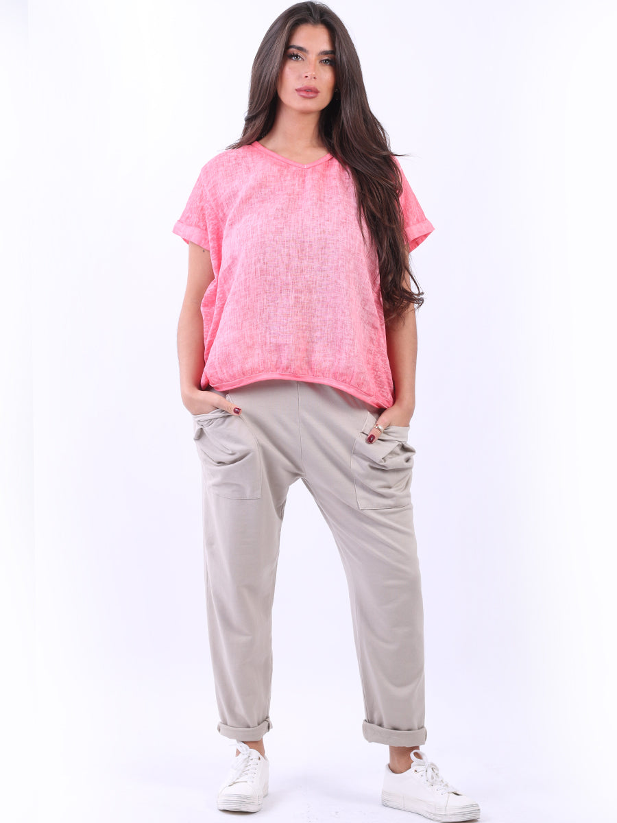 Linen Hi-Lo Ladies Vintage Washed Top