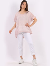 Linen Hi-Lo Ladies Vintage Washed Top