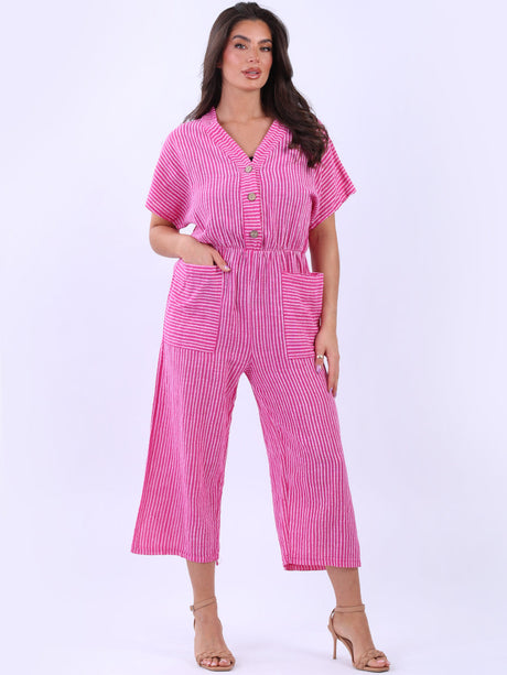 Baggy Cotton Striped Jumpsuit