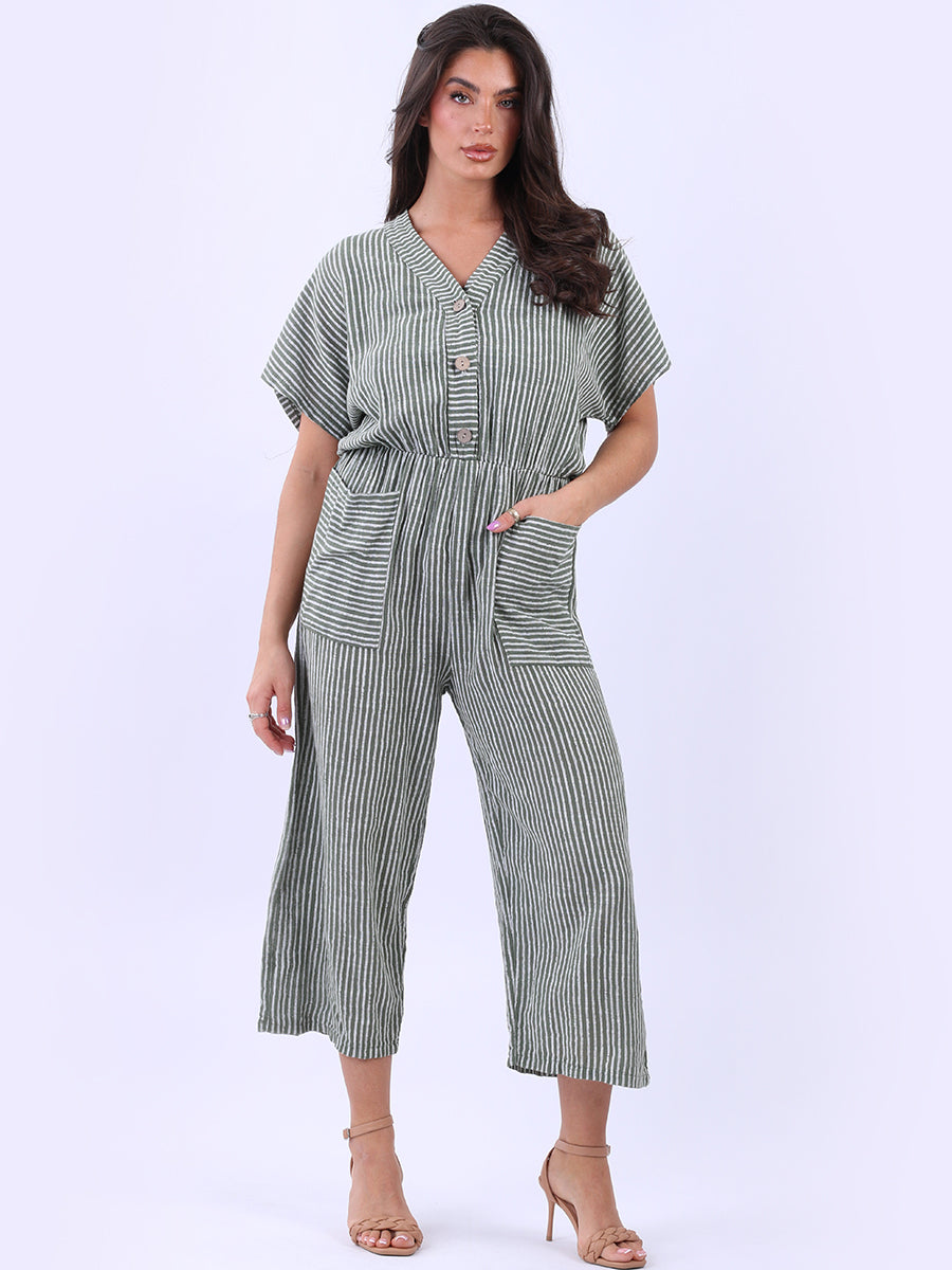 Baggy Cotton Striped Jumpsuit