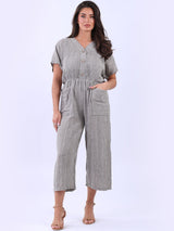 Baggy Cotton Striped Jumpsuit