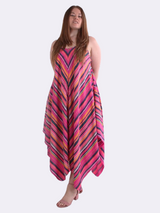 V-Neck Stripy Print Cami Maxi Dress