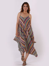 V-Neck Stripy Print Cami Maxi Dress