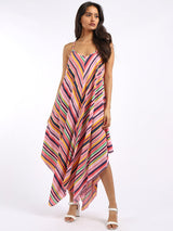 V-Neck Stripy Print Cami Maxi Dress