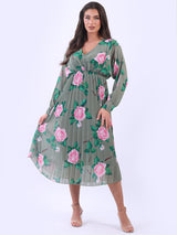 Ladies V-Neck Layered Floral Summer Maxi Dress