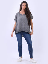 Linen Hi-Lo Ladies Vintage Washed Top