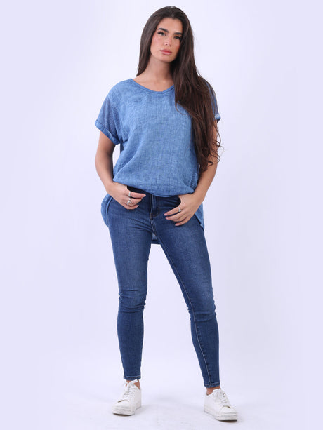 Linen Hi-Lo Ladies Vintage Washed Top