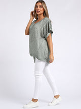 Linen Hi-Lo Ladies Vintage Washed Top