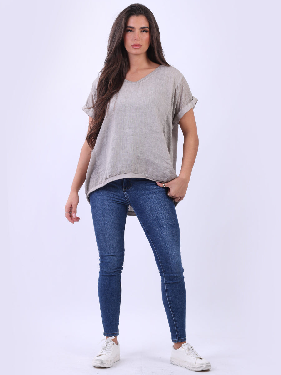 Linen Hi-Lo Ladies Vintage Washed Top