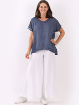 Linen Hi-Lo Ladies Vintage Washed Top