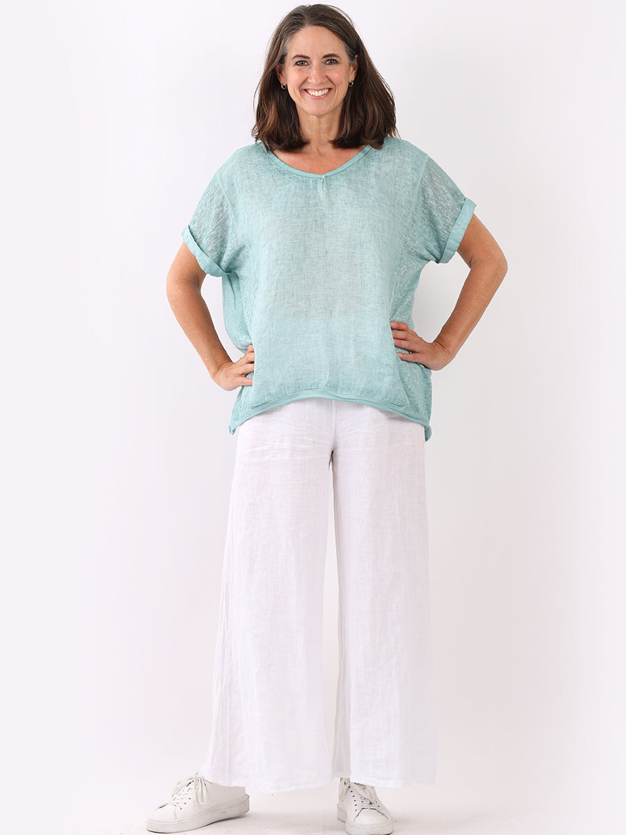 Linen Hi-Lo Ladies Vintage Washed Top