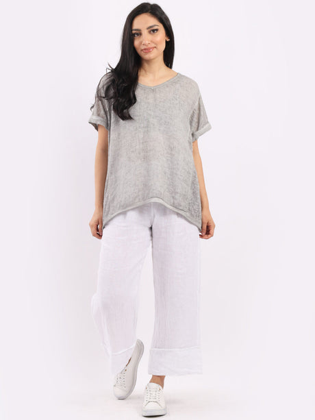 Linen Hi-Lo Ladies Vintage Washed Top