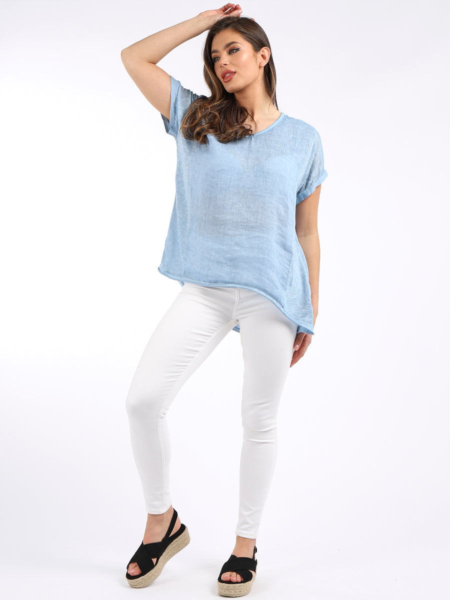 Linen Hi-Lo Ladies Vintage Washed Top