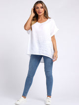 Linen Hi-Lo Ladies Vintage Washed Top