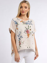 Vintage Wash Women Floral Linen Crop Top