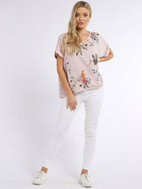 Vintage Wash Women Floral Linen Crop Top