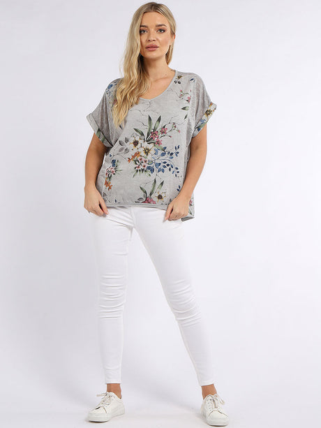 Vintage Wash Women Floral Linen Crop Top