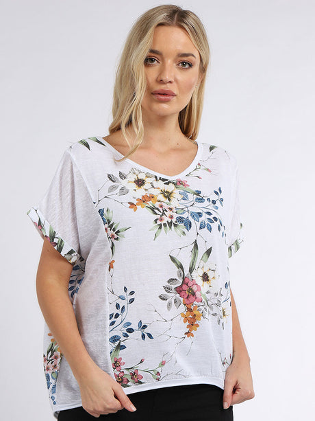 Vintage Wash Women Floral Linen Crop Top