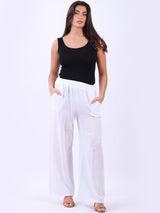 Ladies Relaxed Fit Vintage Washed Wide Leg Pant