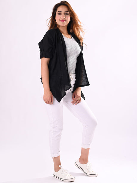 Plain Linen Waterfall Shrug