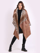 Leopard Shawl Collar Asymmetric Dual Cardigan