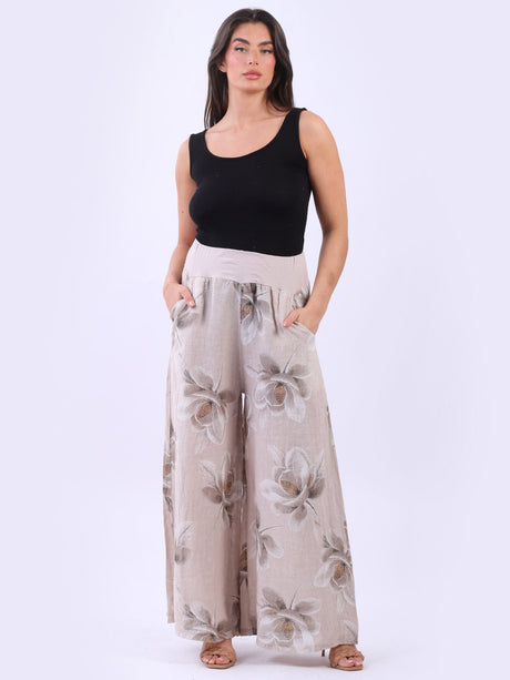 Floral Linen Palazzo Pant