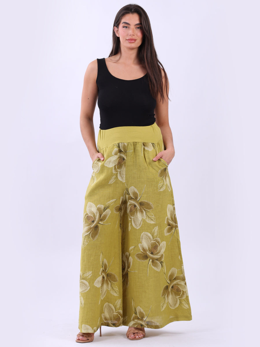 Floral Linen Palazzo Pant