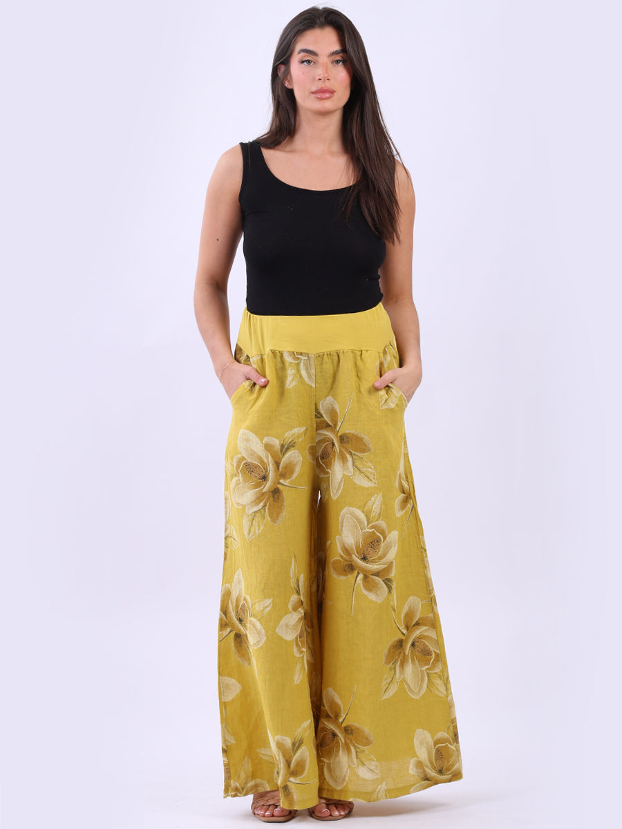 Floral Linen Palazzo Pant