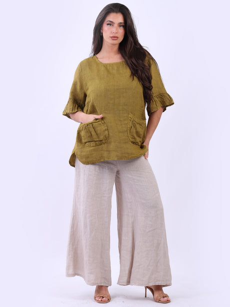 Italian Women Solid Linen Top