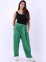 Ladies Plain Relaxed Fit Slouchy Cotton Trouser