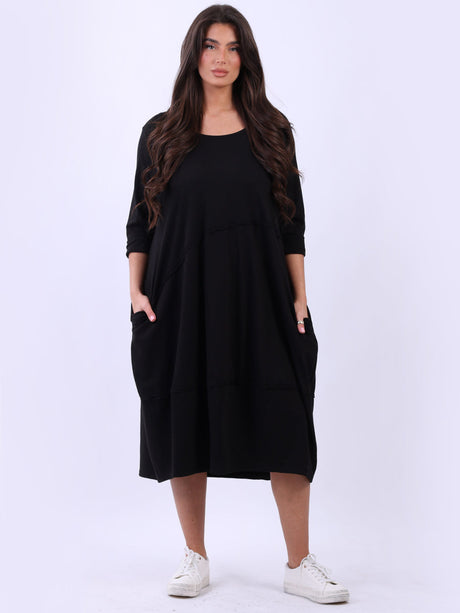 Trendy Plus Size Cotton Lagenlook Midi Dress