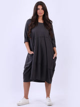 Trendy Plus Size Cotton Lagenlook Midi Dress