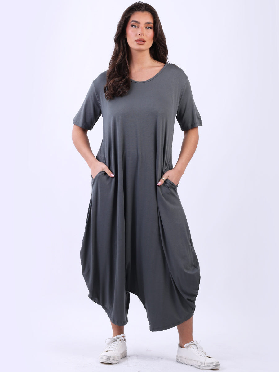 Ladies Side Pocket Oversized Harem Jumpsuit