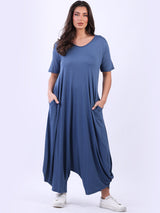 Ladies Side Pocket Oversized Harem Jumpsuit