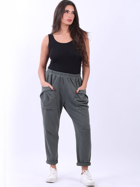 Ladies Solid Regular Fit Cotton Sweat Pant