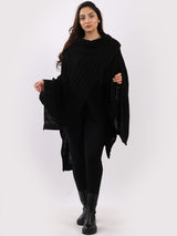 Wrap Over Plus Size Rib Knitted Poncho