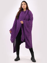 Wrap Over Plus Size Rib Knitted Poncho