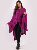 Wrap Over Plus Size Rib Knitted Poncho