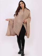 Wrap Over Plus Size Rib Knitted Poncho