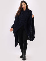 Wrap Over Plus Size Rib Knitted Poncho