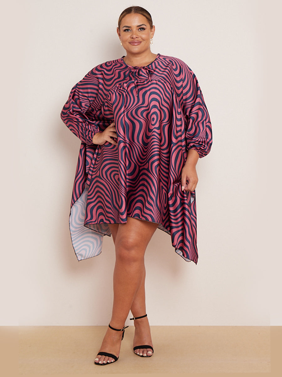 Zebra Print Batwing Oversized Tunic Kaftan 