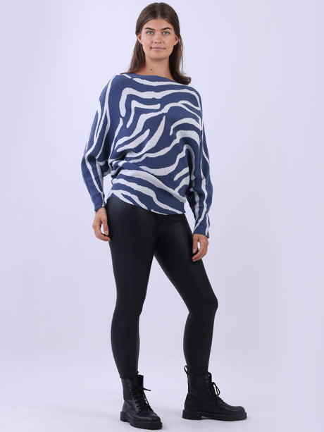 Zebra Print Knitted Batwing Crop Jumper